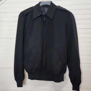 Vintage Neptune Garment Co. Wool Blend Military Bomber Jacket Black Size 40